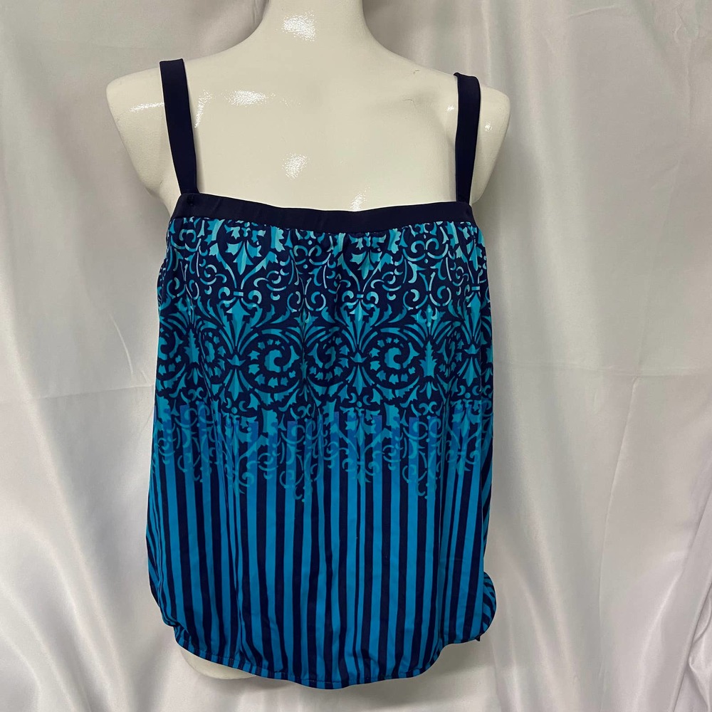 Azul Swim Top Size 14 Blue Stripe Tie side